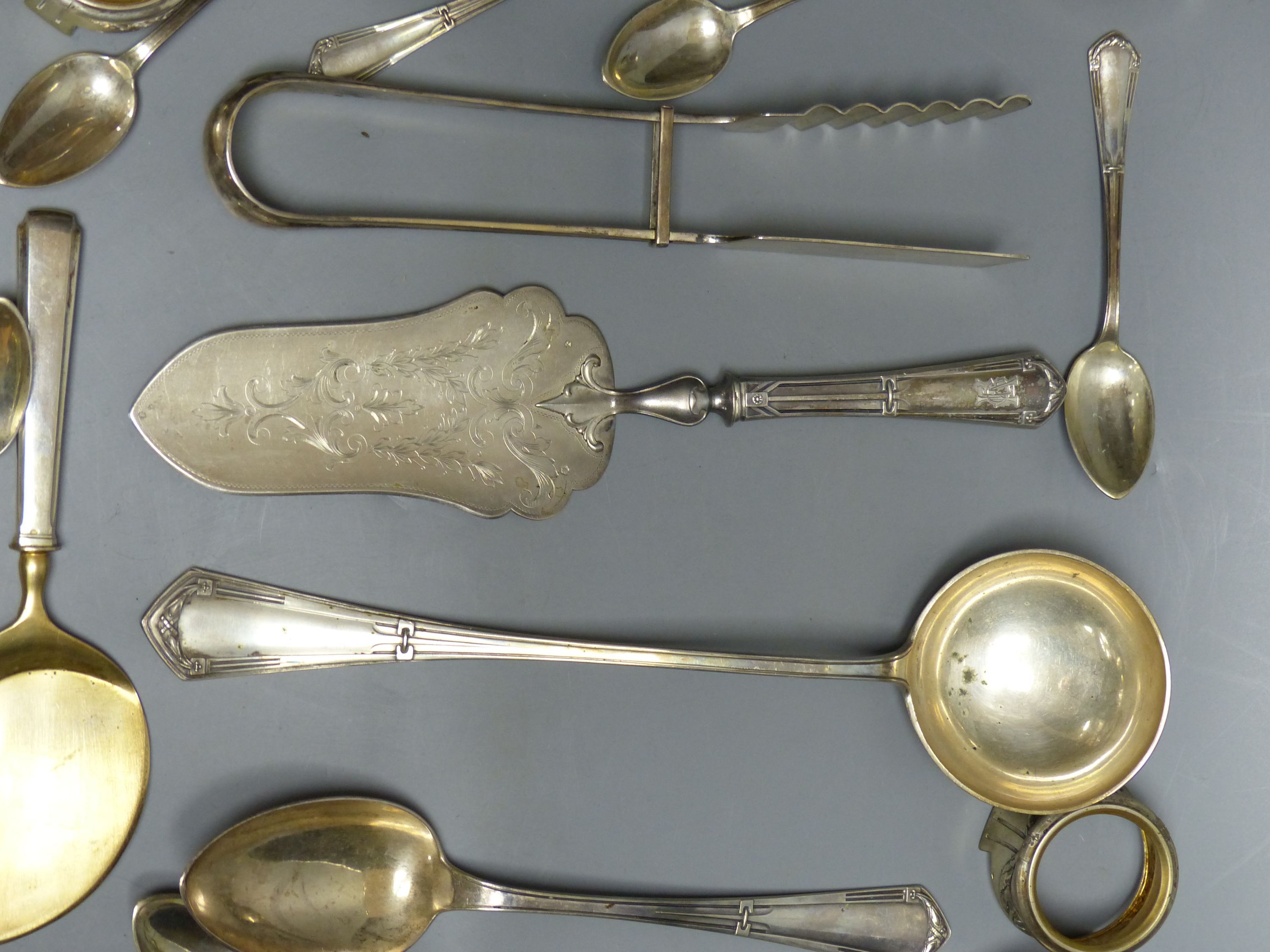 Four Austro Hungarian white metal salts and a quantity of assorted similar flatware etc.